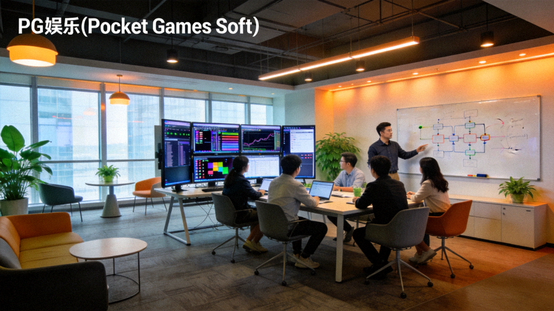 PG娱乐(Pocket Games Soft)中国办公室内部环境 - 现代化办公空间，团队正在协作讨论项目